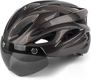 Shinmax Bike Helmet Men Women with Detachable Magnetic Goggles and LED Rear Light,CPSC CPC Certificated Bicycle Helmet Adj...