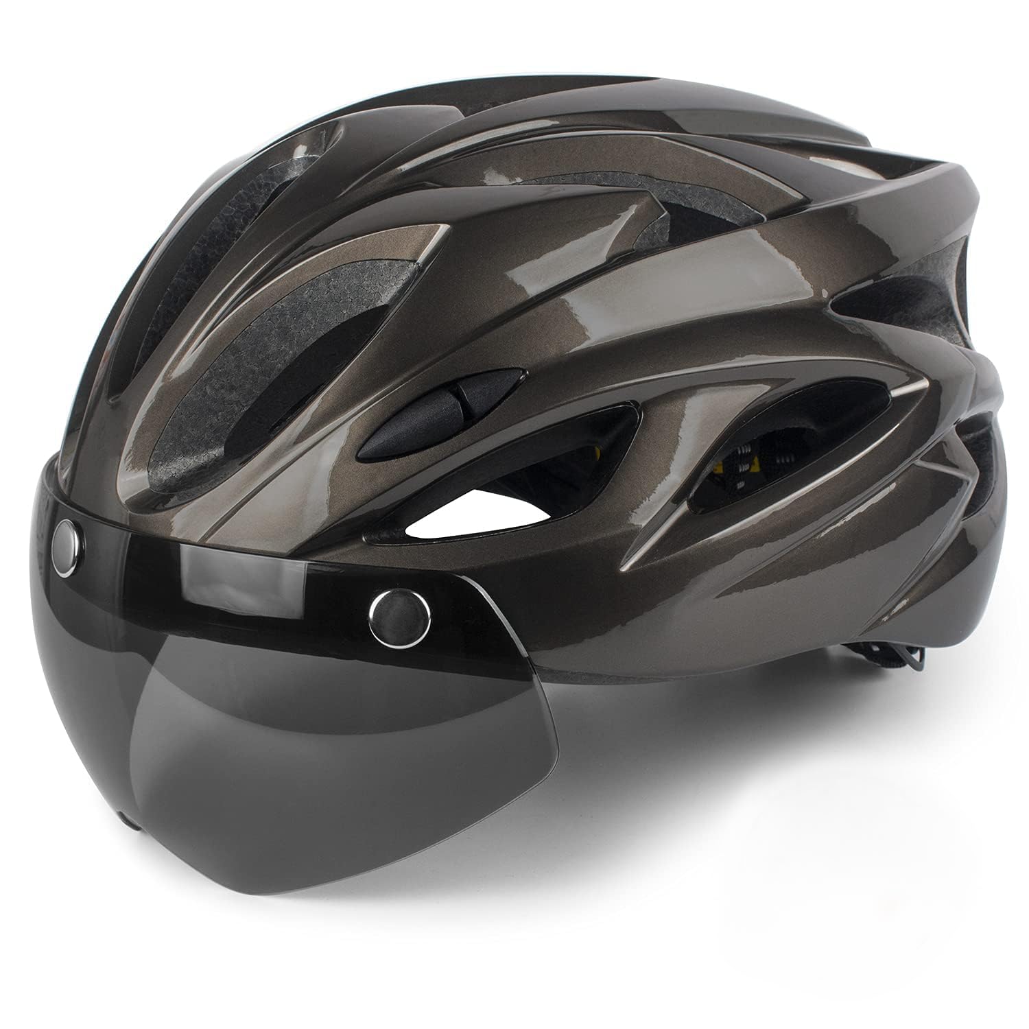 Shinmax Casco Bici Uomo Donna con Luce di LED Casco MTB con Visiera Magnetica Staccabile Shield Caschi Bici Leggero Casco da Bicicletta Unisex Adulto Caschetto Bici Ciclismo Regolabile 56-62cm