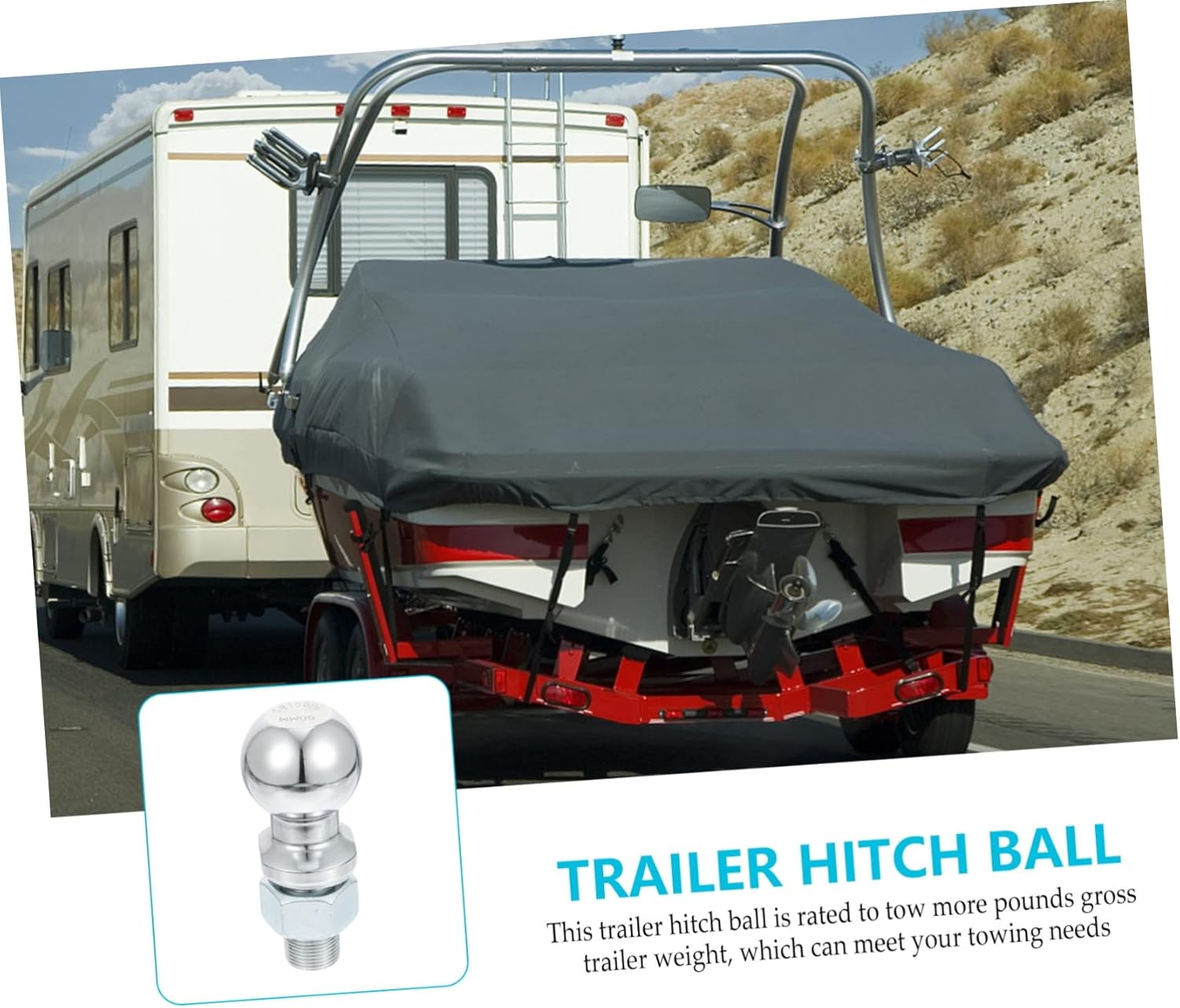 IMIKEYA Trailer Tow Ball Hitch Chrome Plated Rust Resistant Trailer Parts Rv Towing Accessories for Yacht and Vehicle Couplers