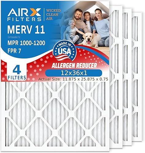 Miniatura 18 de AIRX FILTERS WICKED CLEAN AIR. Filtro de aire plisado electrostático MERV 11 de 21.5 x 23.5 x 1, paquete de 4 filtros de horno HVAC AC