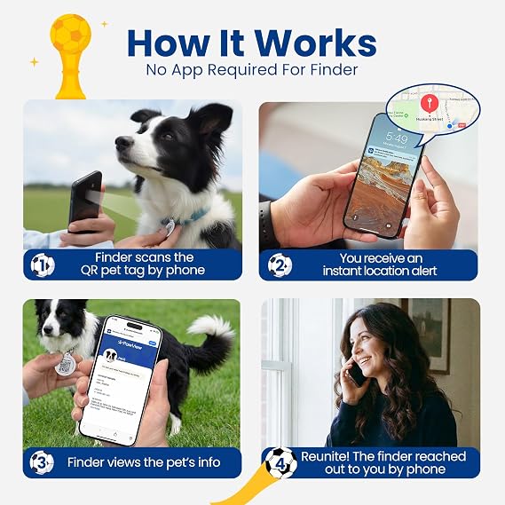 Bald Eagle Patriotic Pet ID Tags for Dogs & Cats, Scan QR for Instant Location Alerts, Emergency Contact, Online Pet Profile, No Jingle, Waterproof & Battery-Free Dog Tag (1Pack)