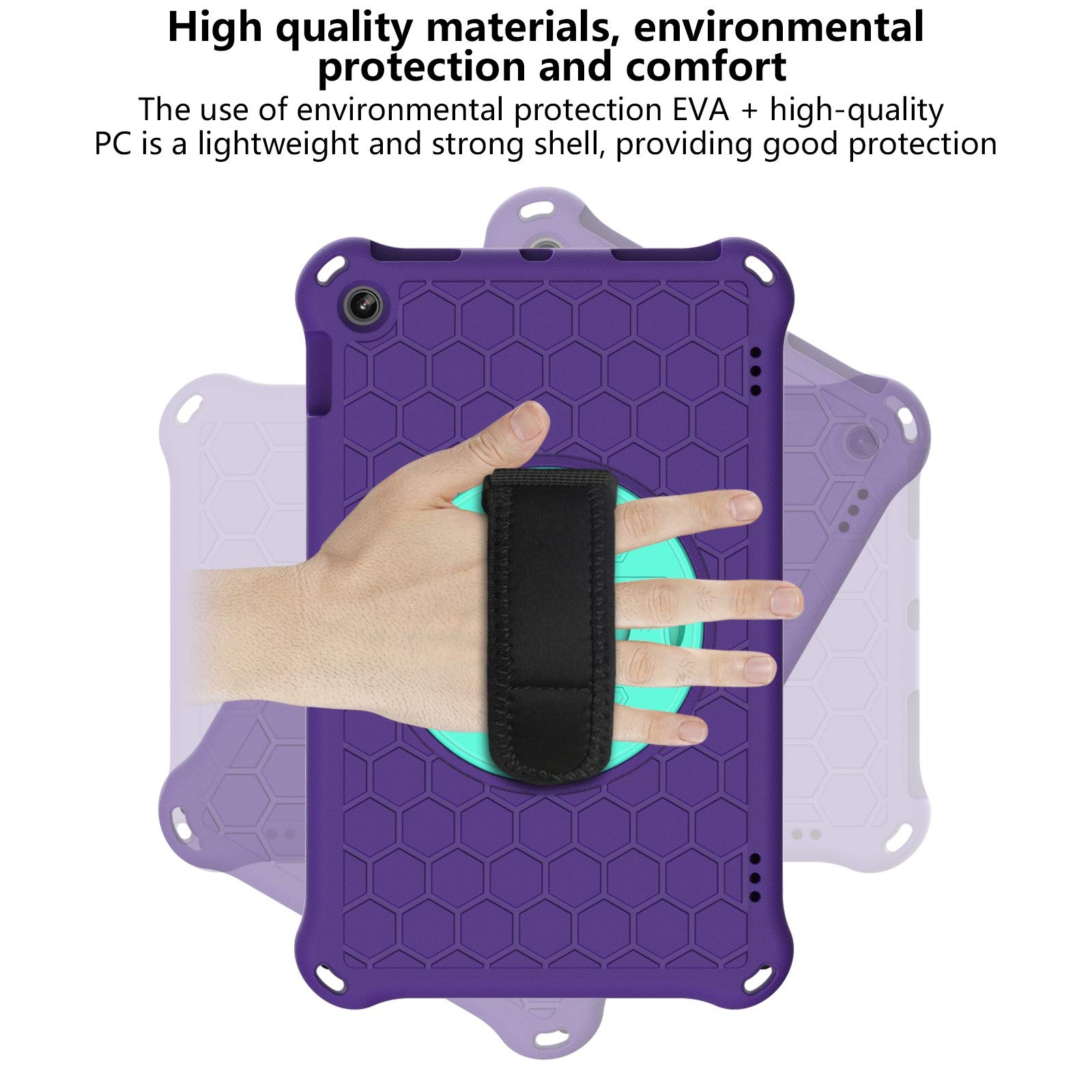 Obudowa do tabletu Dla Amazon Kindle Fire HD 10 "Tablet Case, dla Fire HD 10" 2017 2018 2019 Tablet Case, z stojakiem obrotowym, wytrzymałym obowiązkiem, odporne na wstrząsy obrotowy, uchwyt dłoni, pa