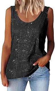 2025 Mujeres Moda Verano Lentejuelas Tops Cuello Lentejuelas Sin Mangas Tops Blusas Spaghetti Tank Top