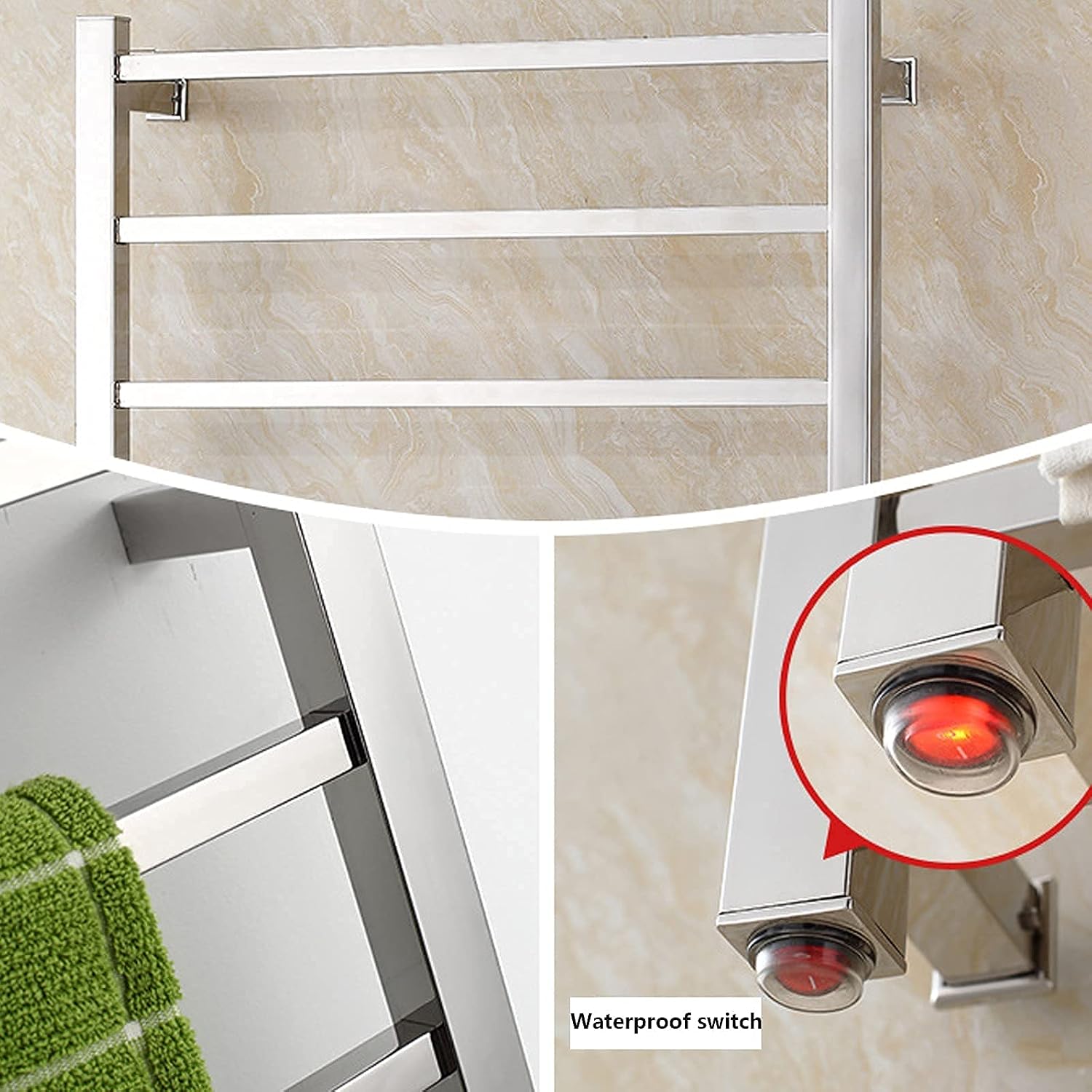 Wall-Mounted Towel Warmer 11-Bar Electric Heated Towel Rack 304 Stainless Steel RadiatorPolished Finish Bathroom Drying Rack (