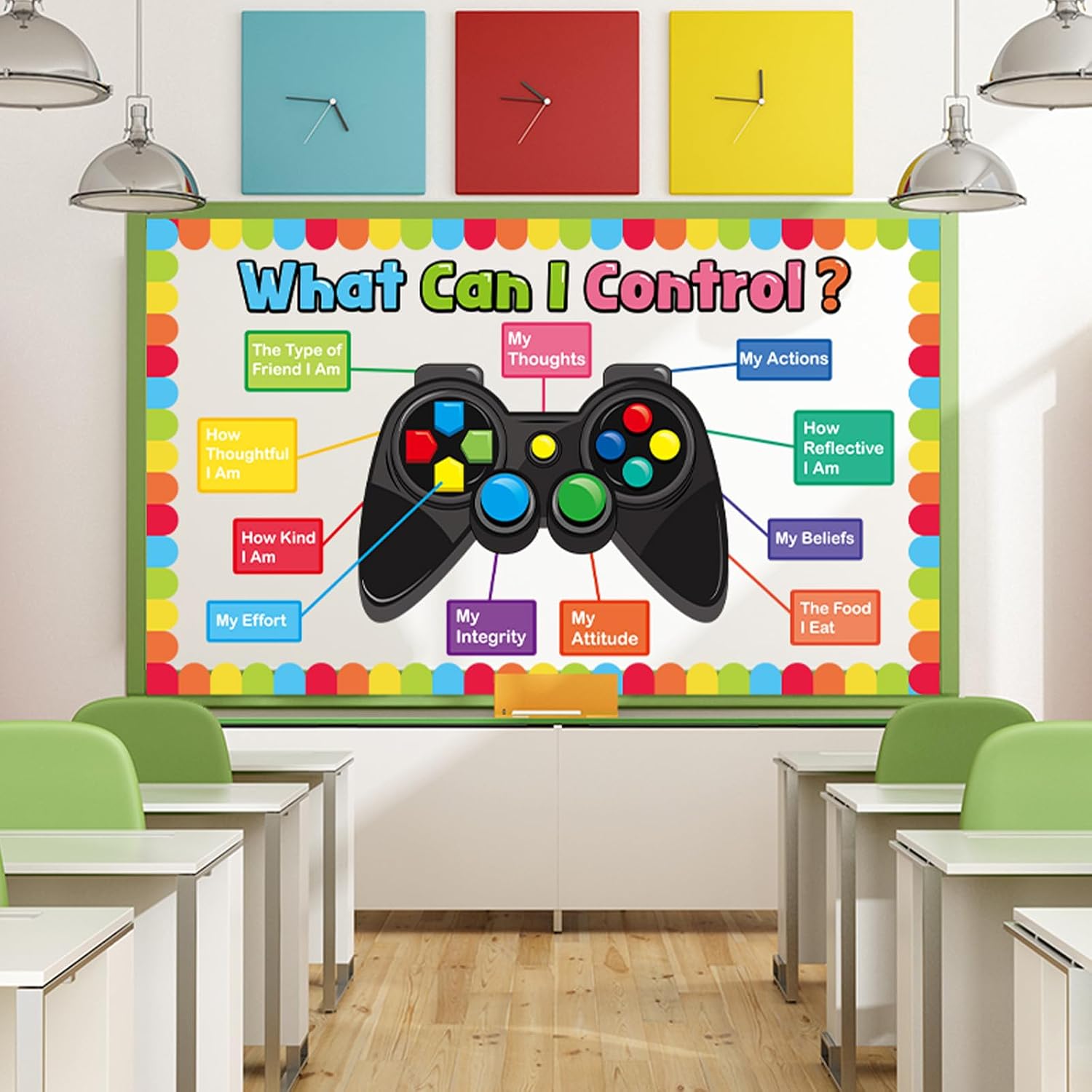Growth Mindset Video Game Theme Bulletin Board Set Mental Health Bulletin Board Classroom Decorations Inspirational Back to School Positive Cutouts for Students What Can I Control Theme Wall Decor image 5