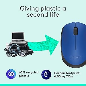 Logitech M170 Wireless Mouse for PC, Mac, Laptop, 2.4 GHz with USB Mini Receiver, Optical Tracking, 12-Months Battery Life, Ambidextrous - Blue