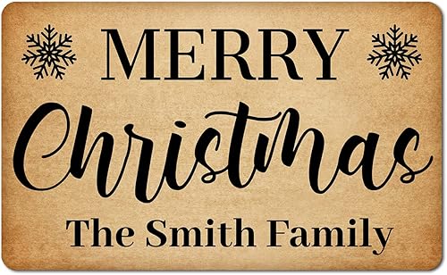 Tapete de puerta de Navidad con nombre personalizado tapete de bienvenida para exteriores tapete de Navidad para puerta delantera de interior y
