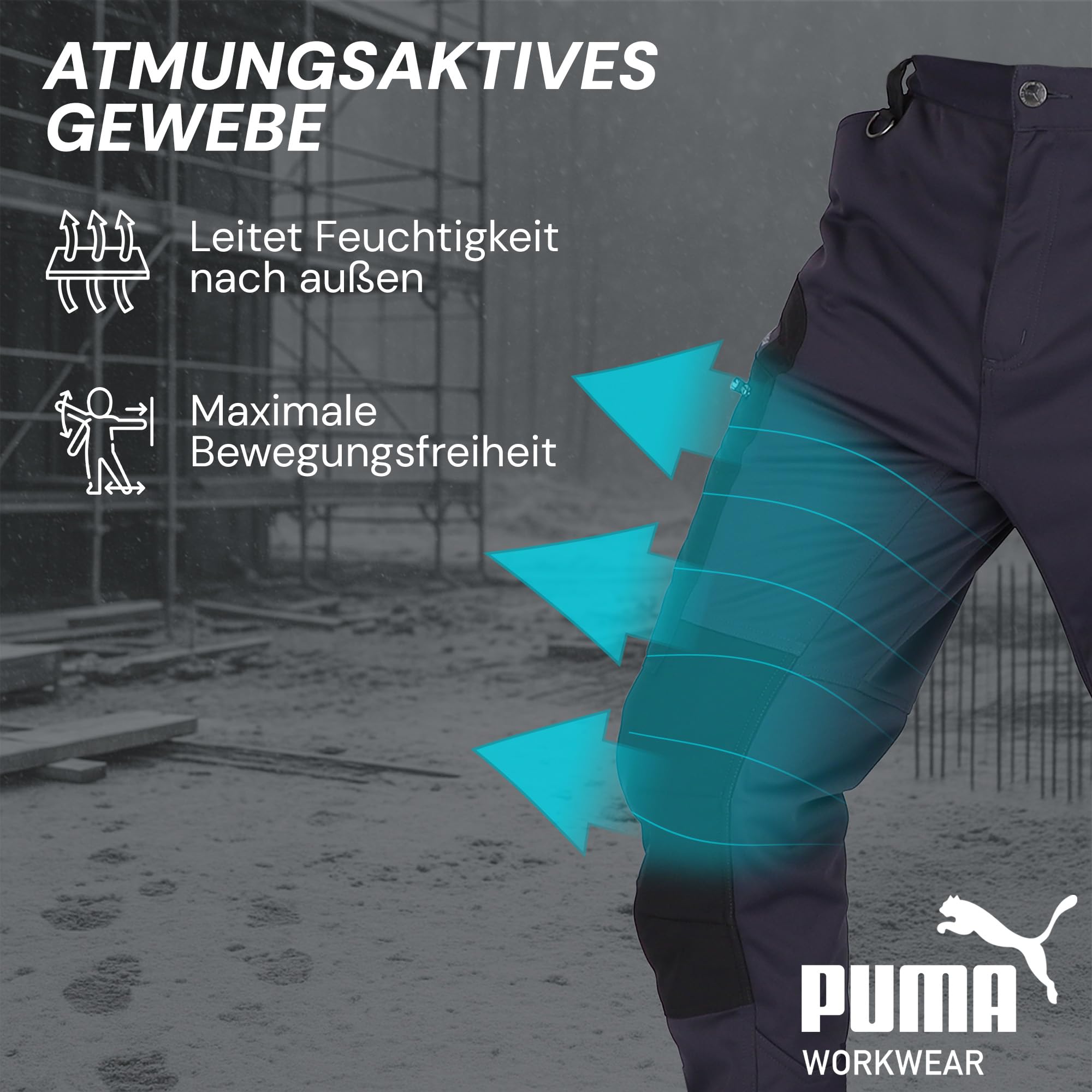 PUMA Workwear ProOne Alpine gefütterte Hosen Herren - Outdoor Hosen für Herren - Winddicht & Wasserabweisende Softshellhose - Elastische Arbeitshose Wanderhose Herren Winter