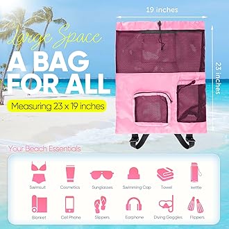 HOHOM Mesh Swim Bag Beach Drawstring Backpack, Waterproof Gym Bags for Women and Men, Large Pool Bag Swimming Gear for Swimmers