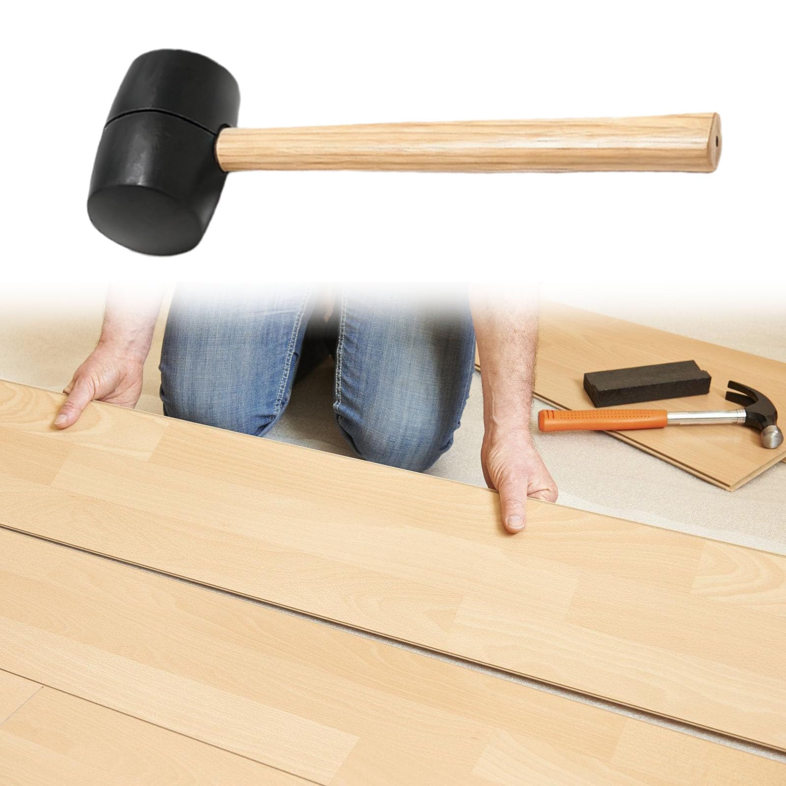 Herramienta ligera de bloque de roscado para suelos de madera laminada, construcción de nailon, mango ergonómico para vinilos para laminados