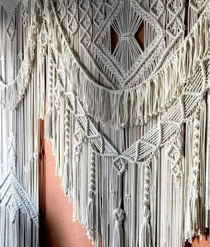 Miniatura 2 de Generic El Clasico Overseas - Cortina grande de macramé, decoración bohemia y bohemia para colgar en la pared (100 x 95 pulgadas)