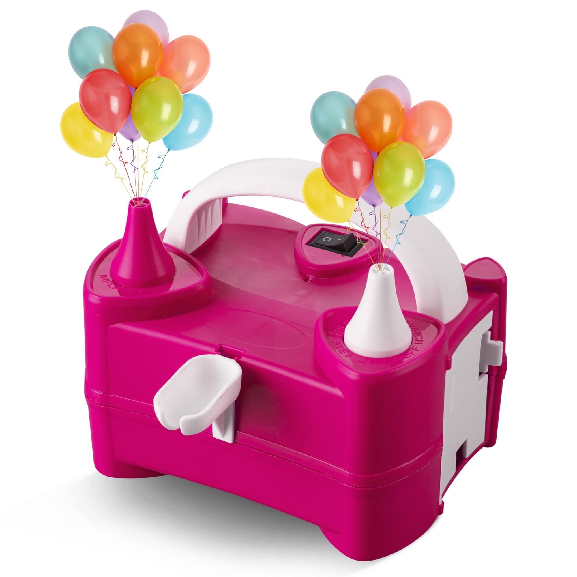 Scott 11 Electric Balloon Pump with Dual Nozzle, Portable Balloon Inflator 220v-240v 600w, Electric Air Pump for Birthdays, Parties, Wedding and Event Decorations (PINK)