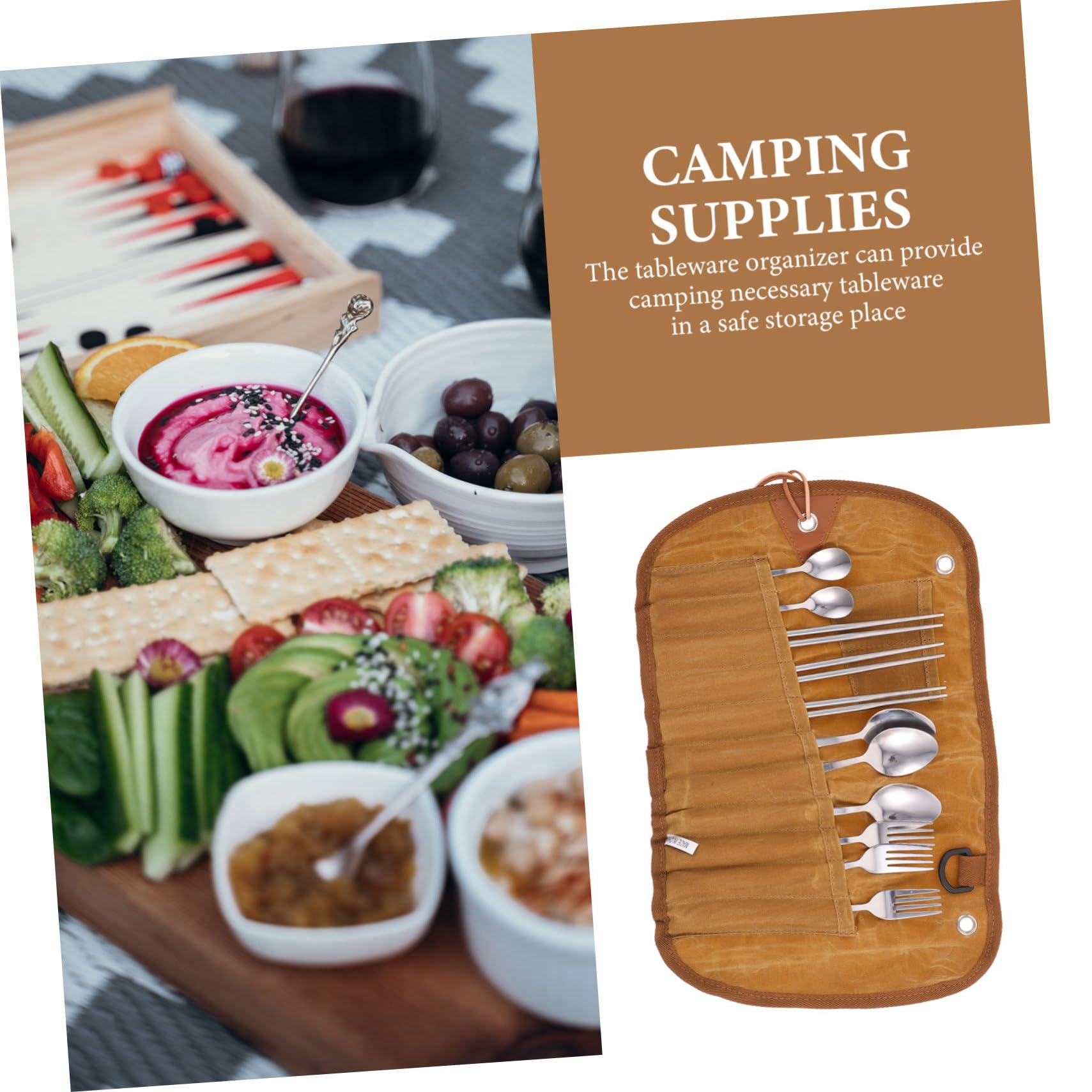 SUPVOX Ensemble De Couverts De Camping Léger Et Portable En Nylon Avec Étui De Vaisselle Pliable, Service De Table Compact Pour Pique-niques, Randonnée Et Barbecue En Extérieur