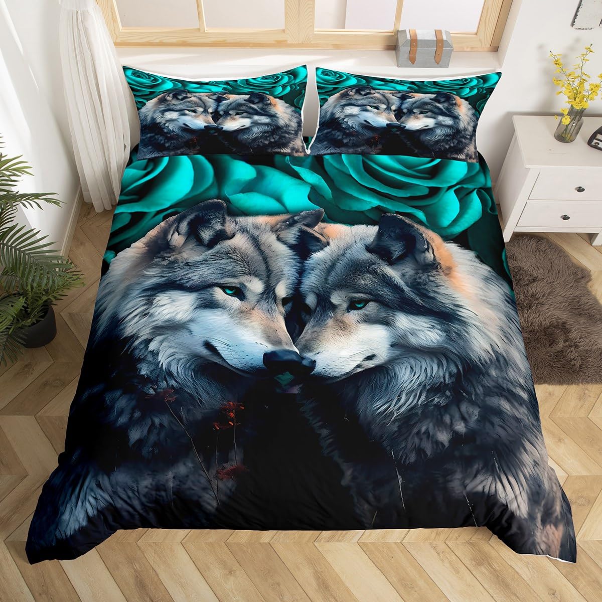 Housse de Couette 3D en Lin Anti-Acariens - Lit Double Animaux