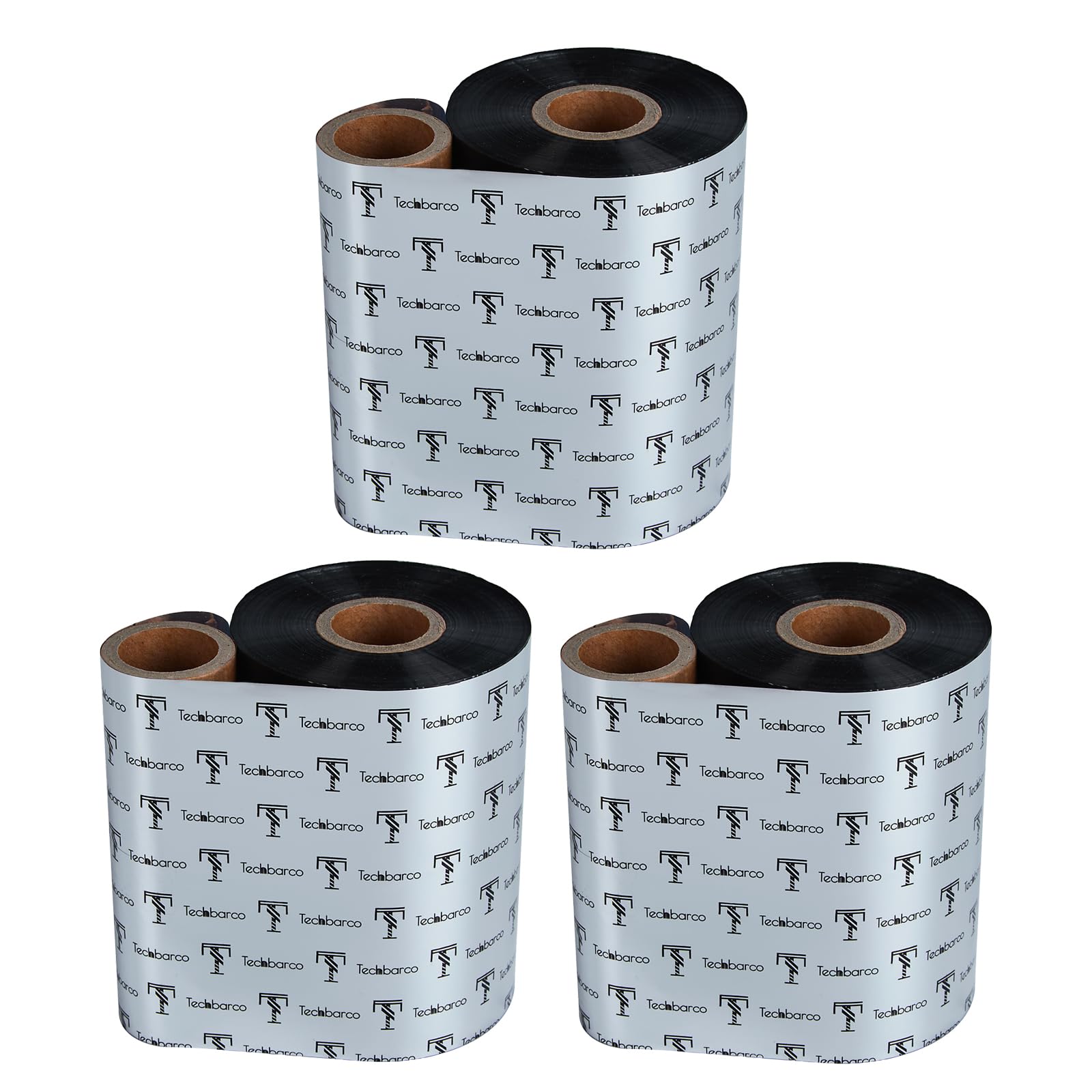 3 rolki 110 mm x 450 m, taśma termotransferowa Premium Enhanced Wax, rdzeń 2,54 cm, czarna, atrament na zewnątrz, z pustą szpulą, kompatybilna z Zebra, TSC, GoDex, Citizen