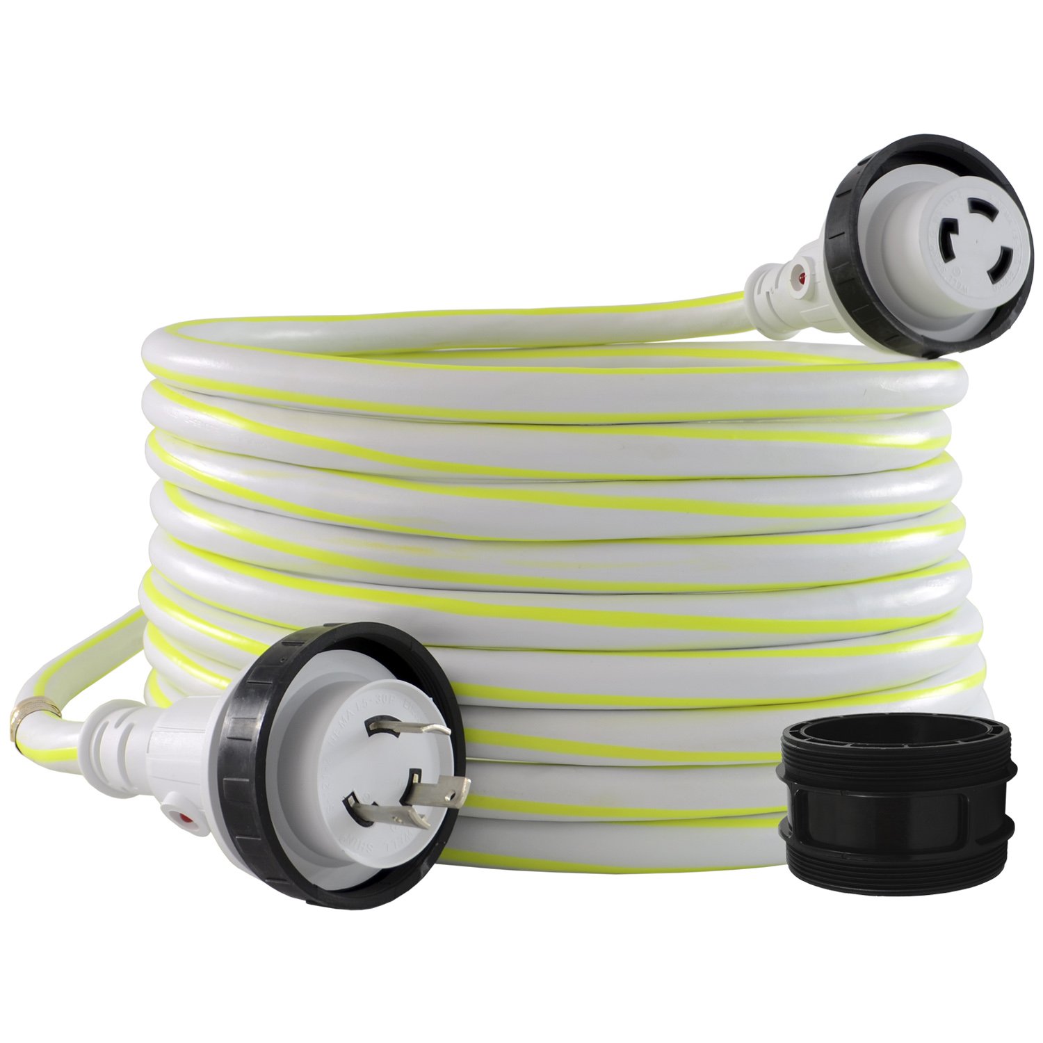 Conntek 17930-050RE 30Amp NEMA L5-30P to NEMA L5-30R Marine Shore Power with Light Indicator (Safe-T Glow, 50-Feet)