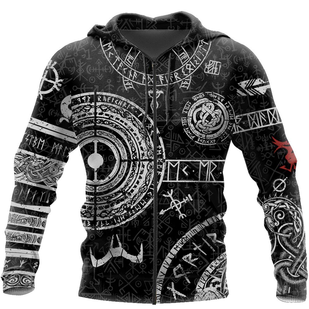 Sweat Viking zippé fini les pulls ternes avec l'impression 3D longue durée