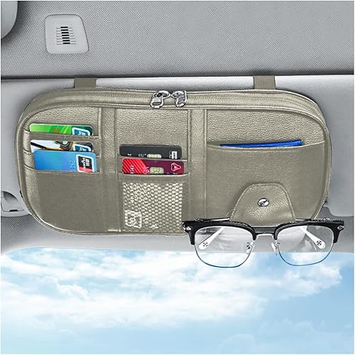 Organizador de visera solar para automóvil, soporte para lentes de sol y bolsillo de almacenamiento, bolsa para efectivo para tarjetas con