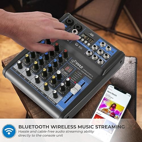 Miniatura 7 de Pyle Mezclador de audio profesional interfaz de sistema de consola de 4 canales USB digital Bluetooth MP3 entrada de computadora 48 V energía