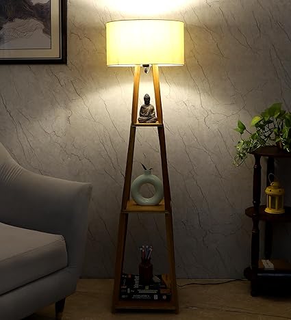 tu casa Wooden Floor Lamp with Shade - Stylish Lighting for Living Room, Bedroom, Office - Perfect Home Decor Solution