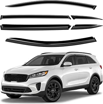 Window Deflectors Smoke Tinted Tape-On Side Window Vent Visor Deflectors Rain Guards Compatible with Kia Sorento 2016-2020 - 6pcs. GW0327