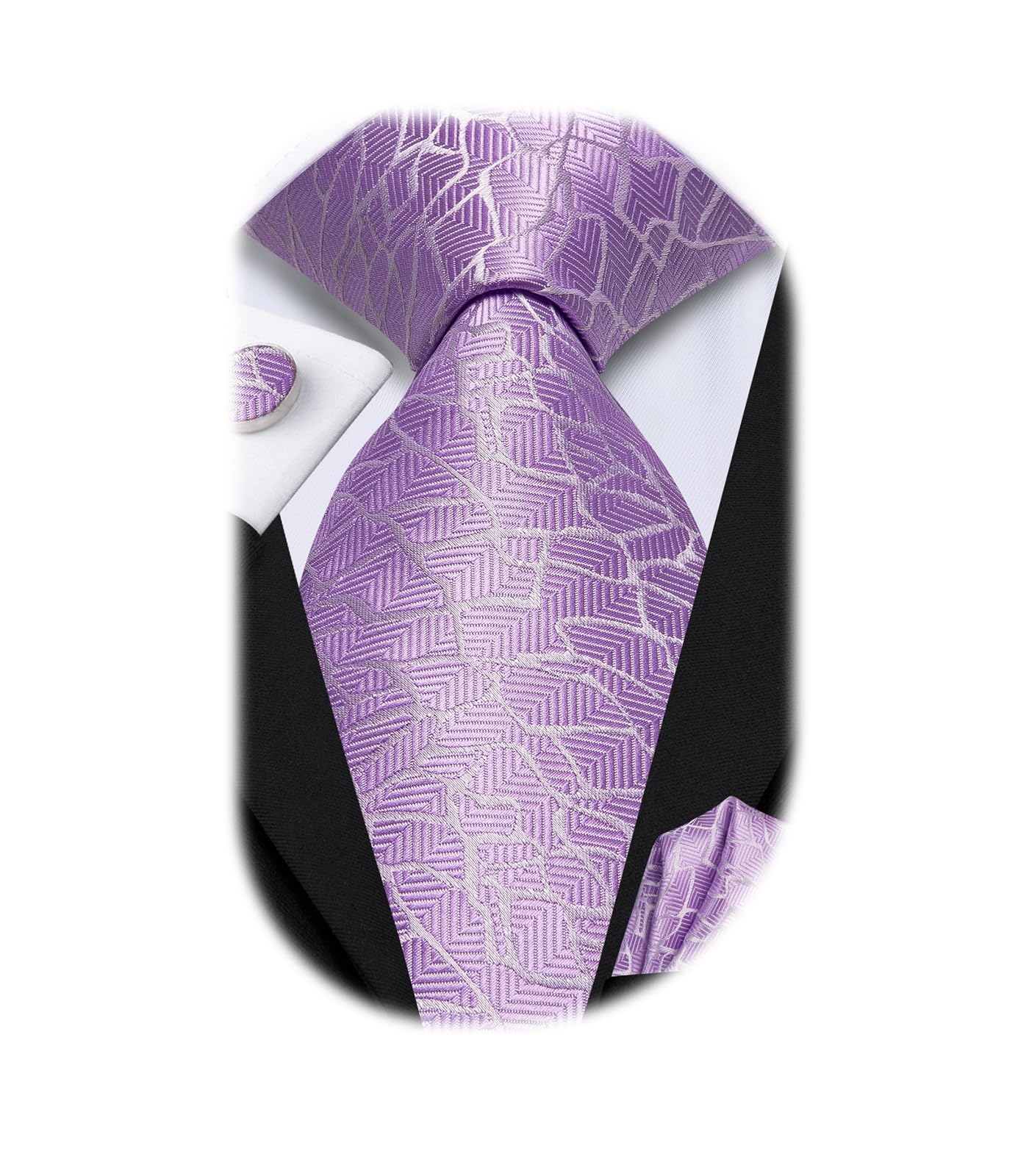 Hi-Tie Men 63inches Tie Set Extra Long Necktie Paisley Tie Pocket Suqare Cufflinks Big and Tall Men Tie