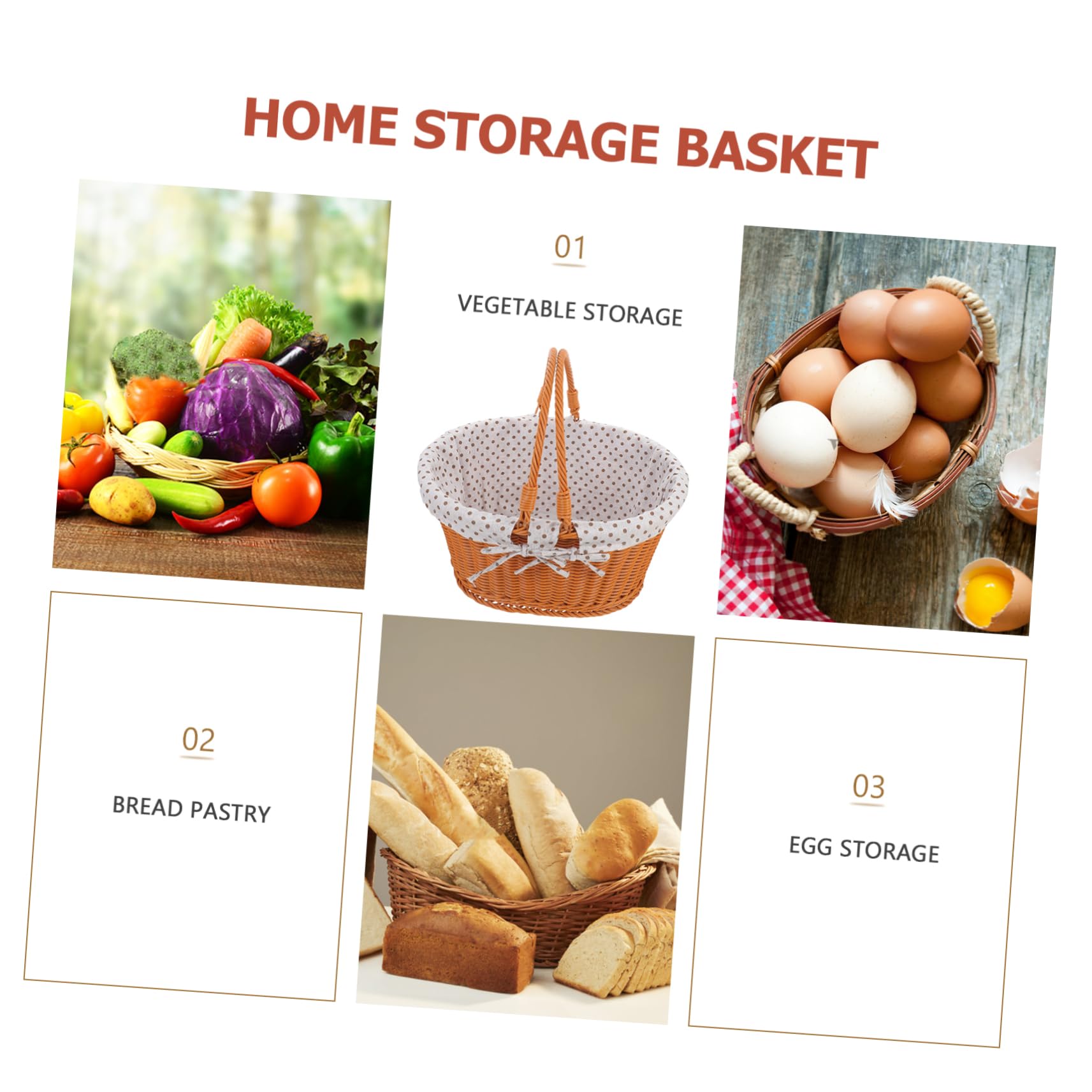 Sosoport Cestino Picnic Rattan Imitazione per Frutta e Alimenti Contenitore Multiuso da Esterno per Feste e Picnic Famiglia