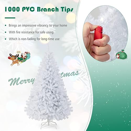 Miniatura 6 de BestComfort Árbol de Navidad artificial blanco de 6 pies, 7.5 pies9 pies, árbol completo de abeto con bisagras sin luz con 100013462132 puntas de