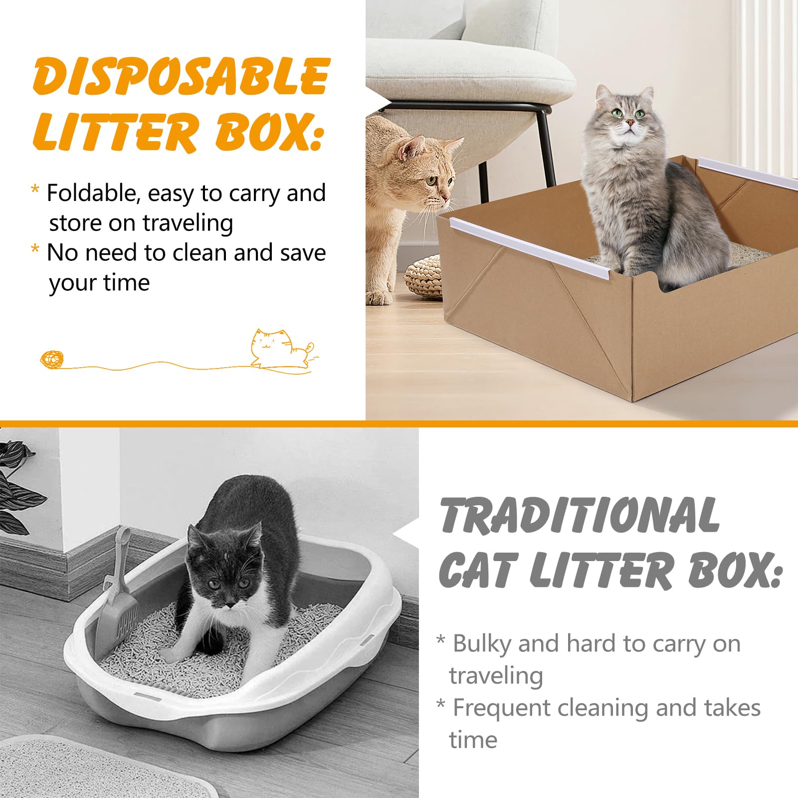 Amazon.co.jp: 猫用使い捨てトイレ8個 折りたたみ式ダンボール 猫用