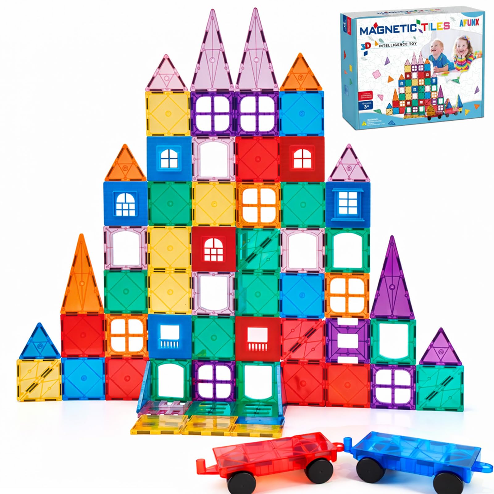 Amazon.com: AFUNX Magnetic Tiles,102PCS Magnetic Building Blocks