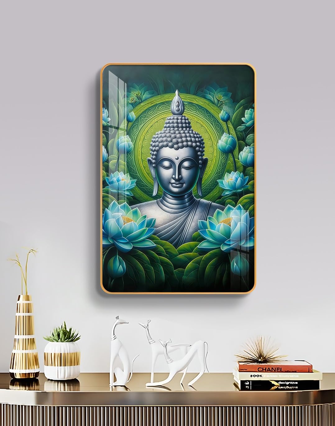 Lotus Serenity Buddha Wall Art - Glass Finish -3 Lotus Serenity Buddha Wall Art - Glass Finish -3