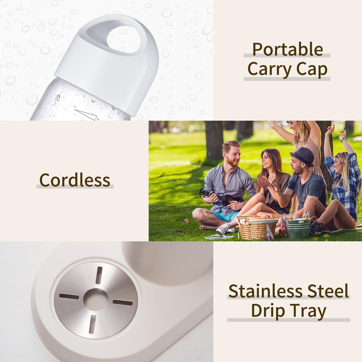 Máquina de agua con gas, seltzer y carbonatador para bebidas, dispensador de vapor de soda, máquina carbonatadora con 2 botellas sin BPA (1 L), compatible con cilindro de CO2 atornillado de 60 L (no