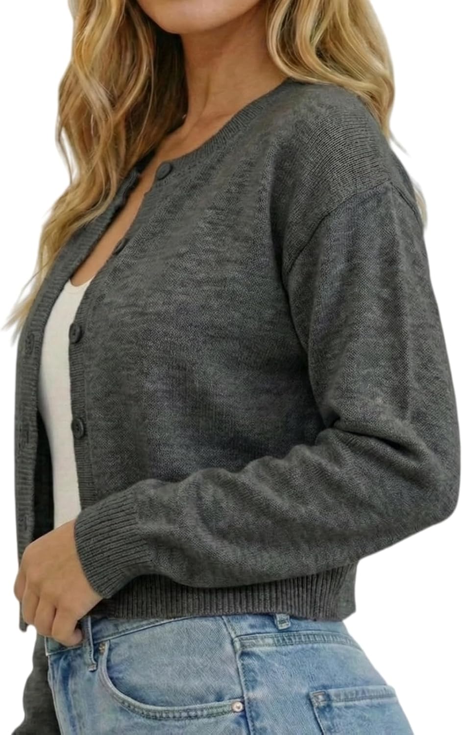 FreeSoulWoman Cropped Cardigan Sweaters Y2K Lightweight Fall Fashion Casual Outfits - Image 4