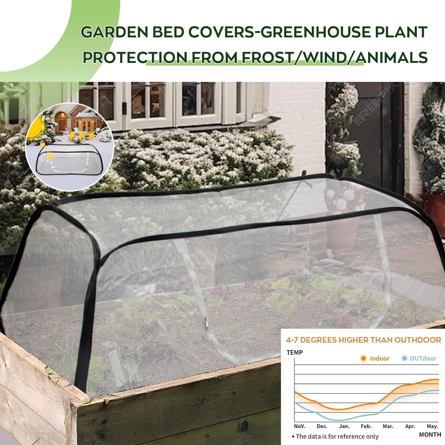 greenhouse cover for raised garden bed-45''x22''x18'' raised bed cover freeze protection with zipper door in winter,seedlings plants growth cover against pests & animals in spring thermal insulation pvc