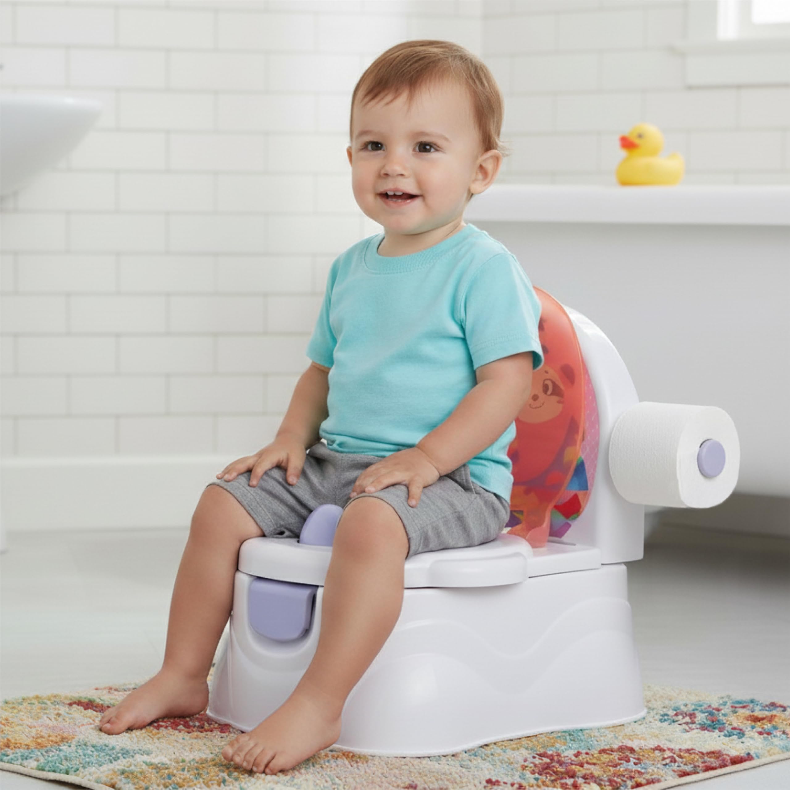 GalPat Baby Vasino Baby 3 in 1 – WC per bambini con musica quando cade urina – Include riduttore WC – Porta rotoli di carta – Simulatore cisterna – Contenitore rimovibile (Rosa)