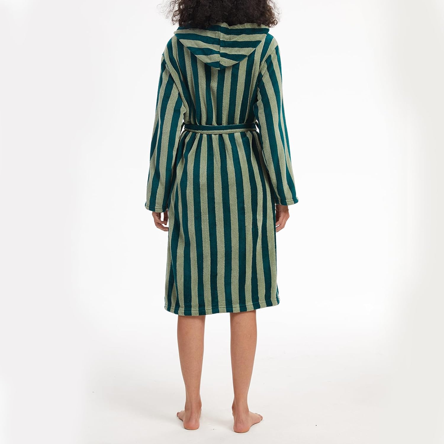 Fszsaa Retro Terry Striped Robes For Women Cotton Kimono Towel Terry Cloth Bathrobe Knee High Length