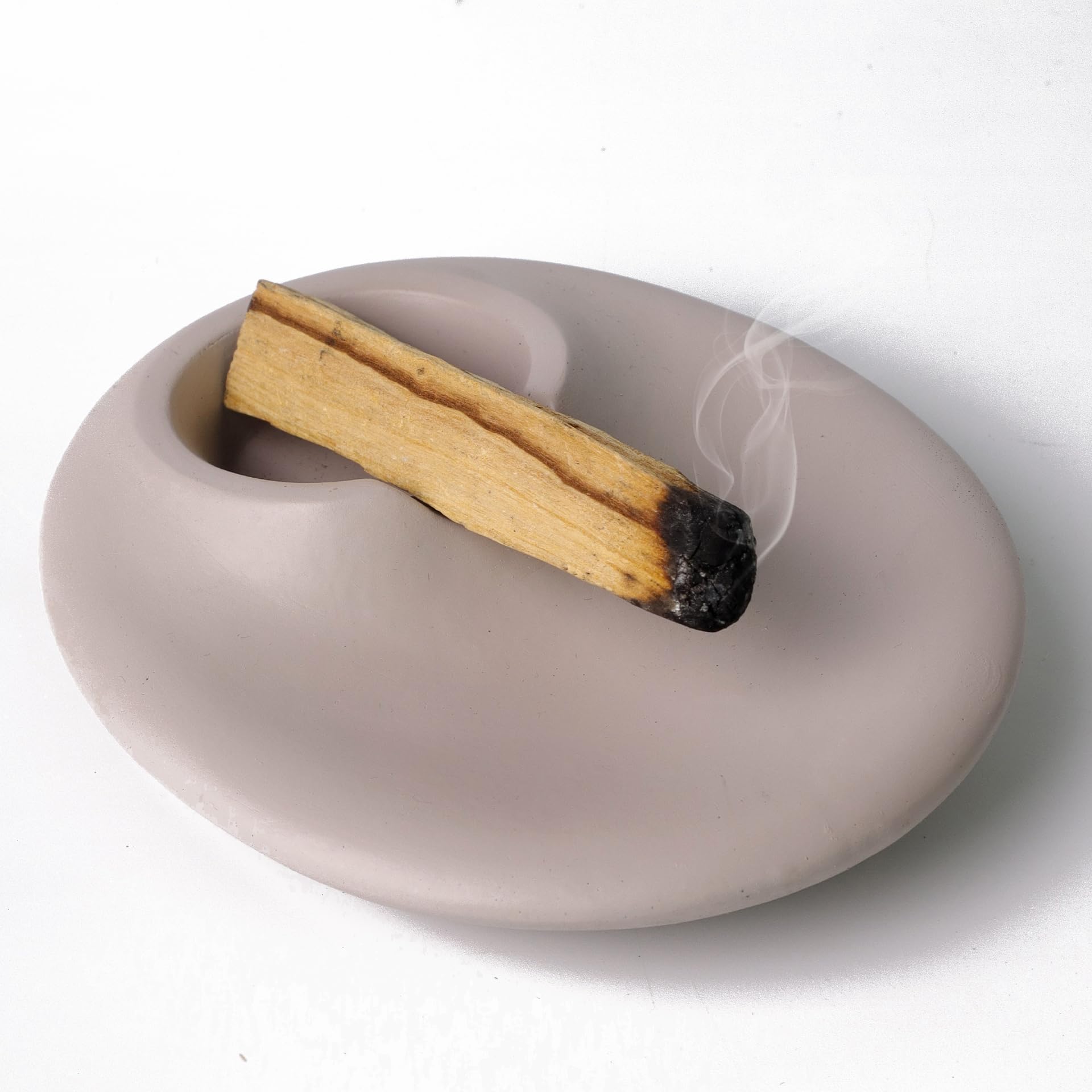 BEYLAB Incense Stick Holder Ceramic Palo Santo Holder for White Sage Incense Sticks, Incense Dish, Candles, Smudge, Incense Burner Minimalistic Decor Cement Gray-White