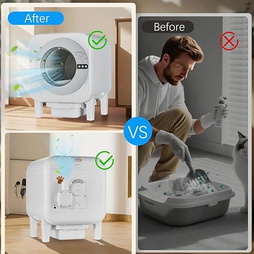 Miniatura 4 de Caja de arena automática para gatos autolimpiante con control de aplicación, caja de arena grande de 75 litros para gatos múltiples, detección