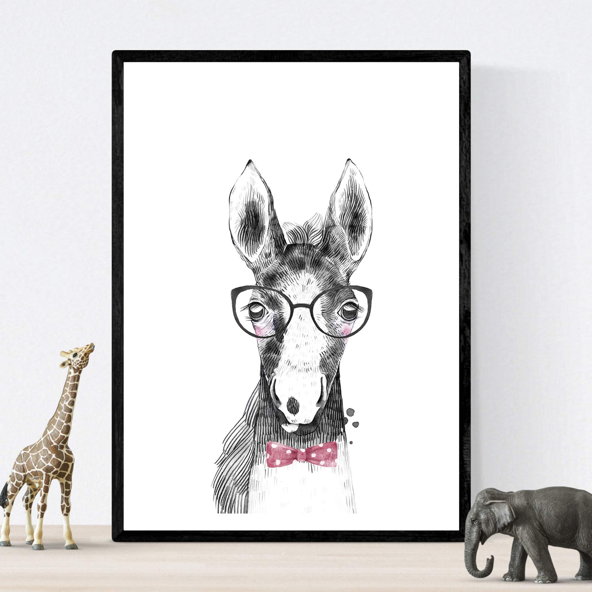 Nacnic Baby Horse Children's blade with glasses and bow tie Children's Poster Size A3 Frameless, Model 3 - Image 3