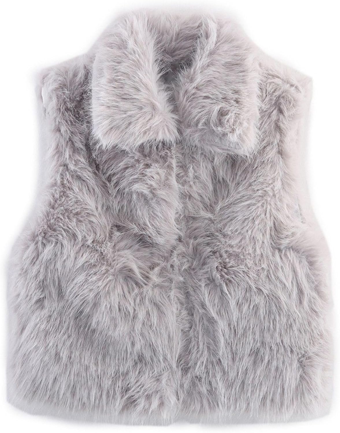 FindThy Women’s Furry Faux Fur Vest Stylish Lapel Collar Sleeveless Button Down Winter Crop Waistcoat