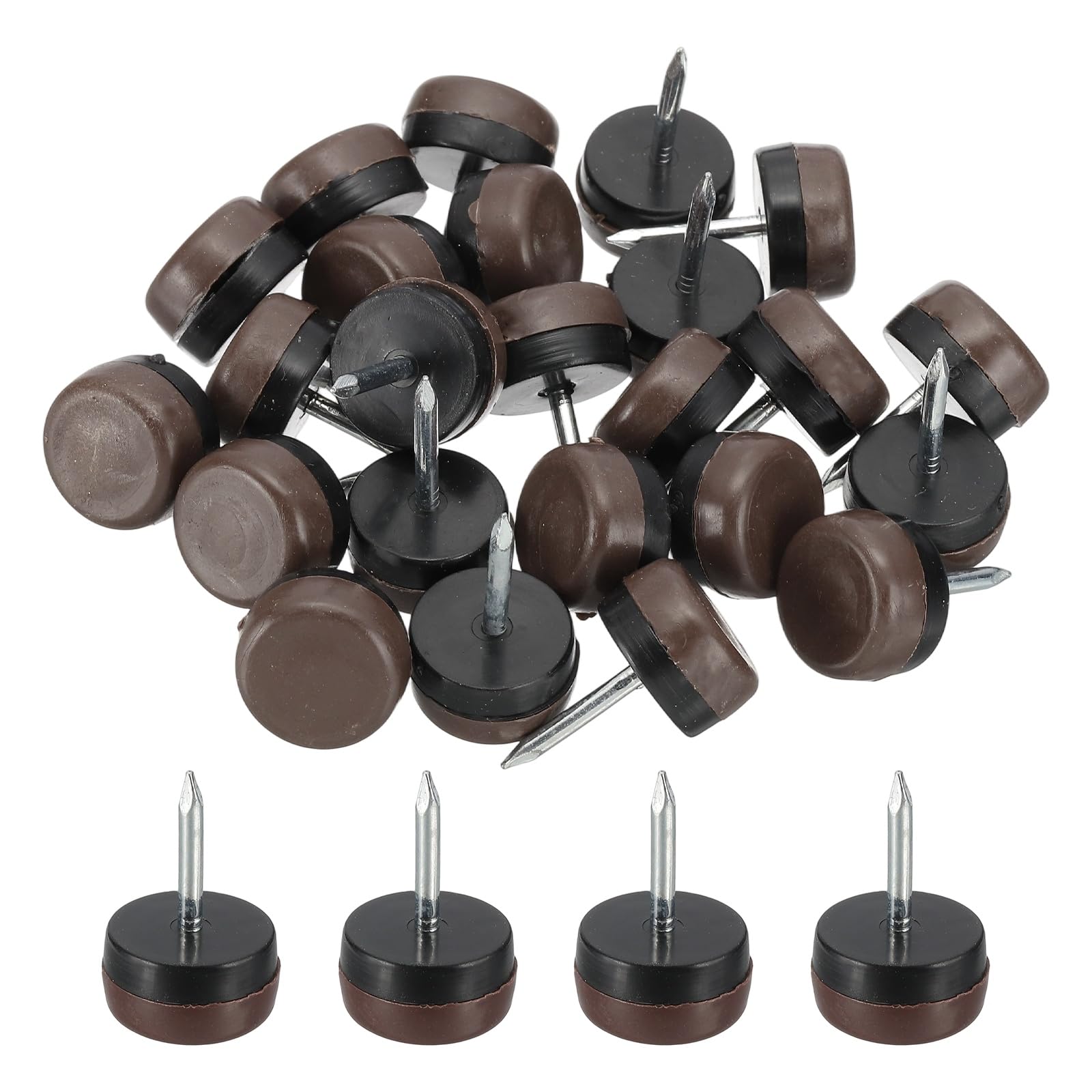 PATIKIL Furniture Sliders 18mm, 24pcs Nail on Chair Leg Floor Protectors Furniture Glider Pads for Easy Moving on Carpet Hardwood Tile, Brown