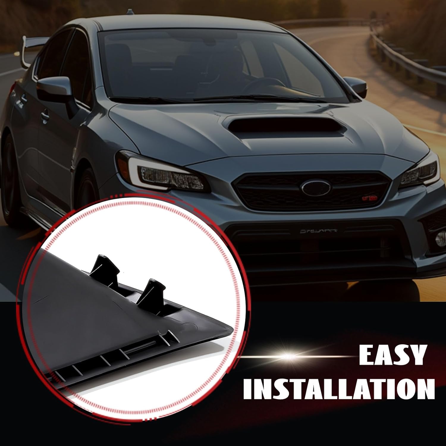 Front Bumper Side Air Vents Compatible with Impreza WRX STi 2008-2014 Air Duct Bezel Trim Cover Pair Set, 1 Pair, Glossy Black