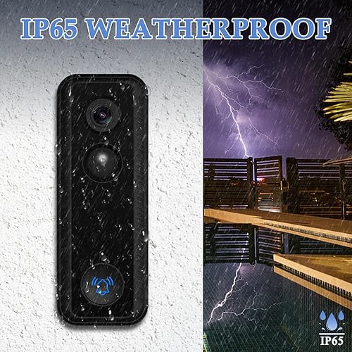 Miniatura 6 de COKZEY Timbre de puerta inalámbrico, timbre de video con timbre sin suscripción, alimentado por batería, tarjeta SD y almacenamiento en la nube, 2K