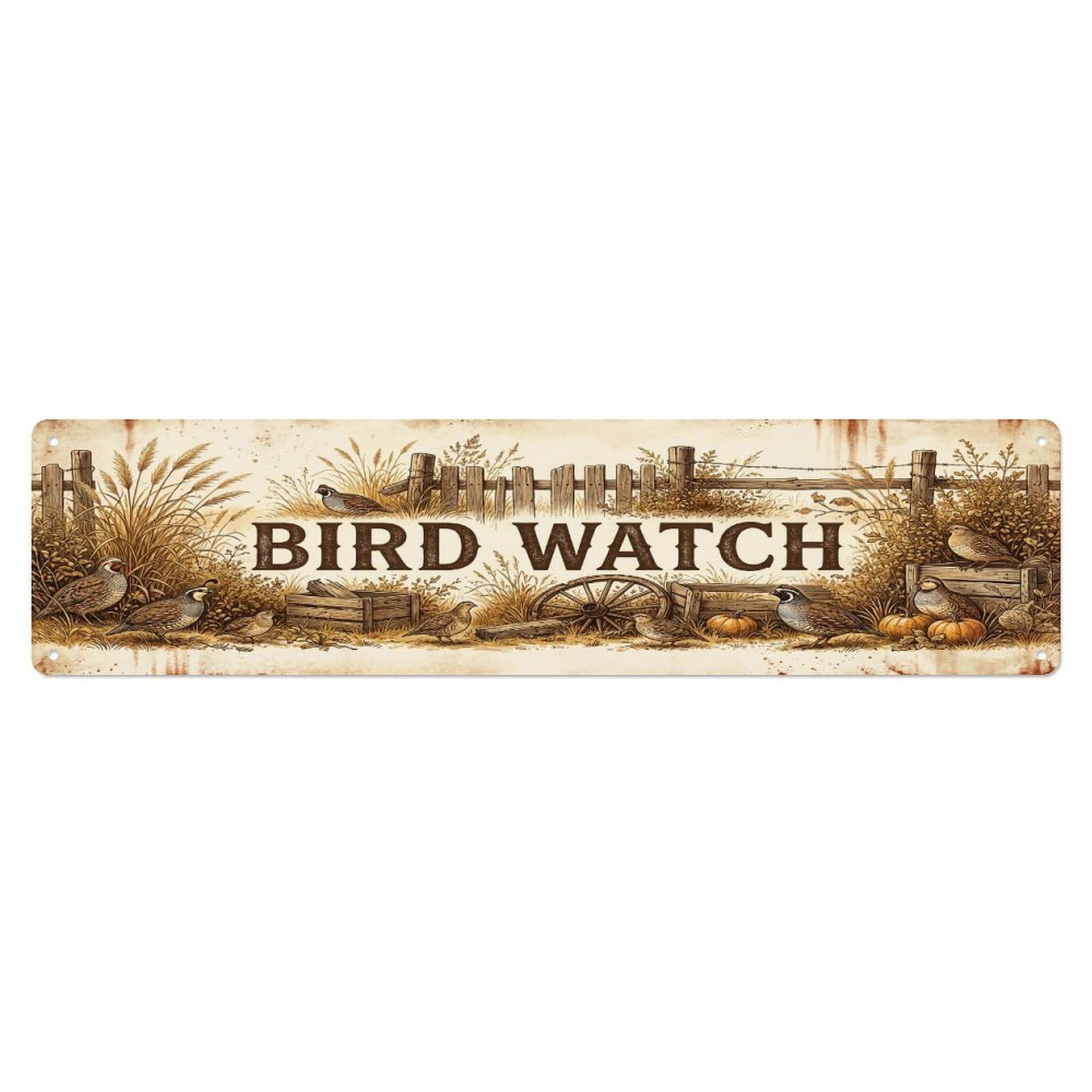 Vintage Yard On Bird Farmhouse Funny Bird Backyard Farm Metal Tin Sign Plaque Wall Decor for Cafe, Club, Garden Metal Poster 4x16Inch