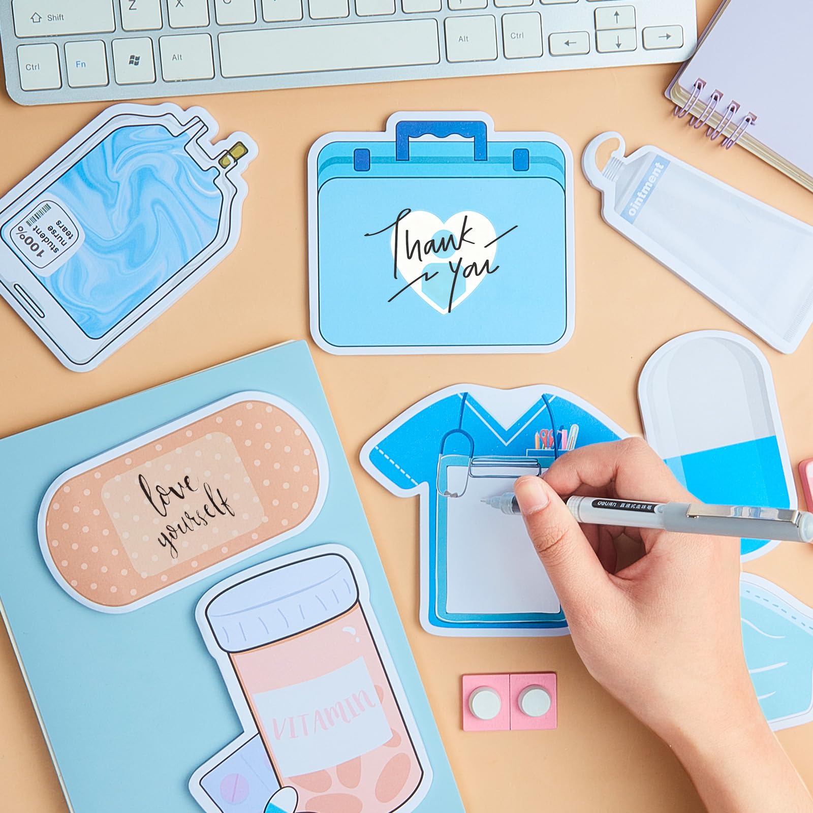 8 Pack Mini Funny Nurse Sticky Notes Nursing Student Essentials School Gifts Stationary Sticky Notes Booklet Self Stick Pads for Hospital School Supplies