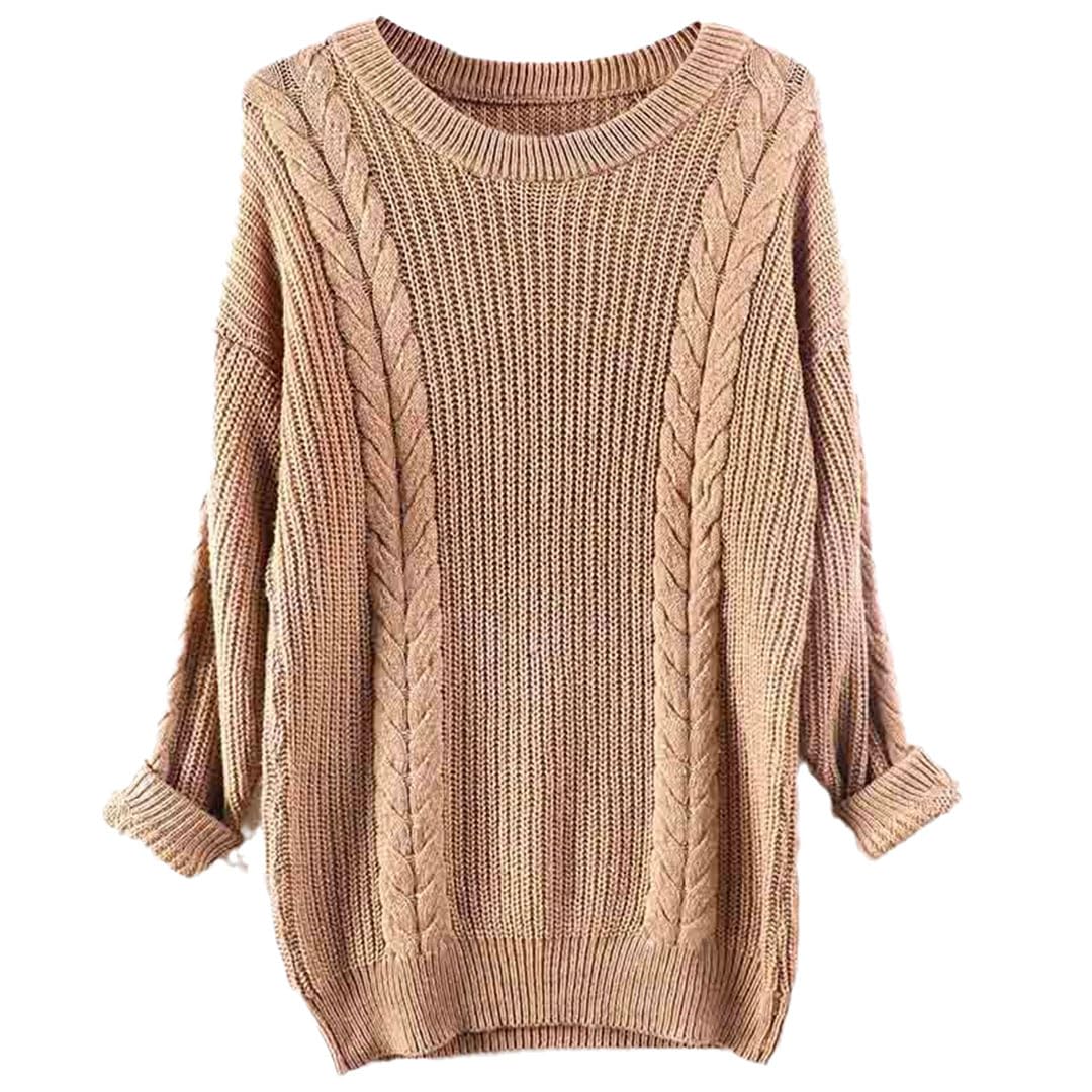 Vogrtcc Top da Donna in Maglione Pullover Lavorato A Maglia Girocollo Oversize A Maniche Lunghe