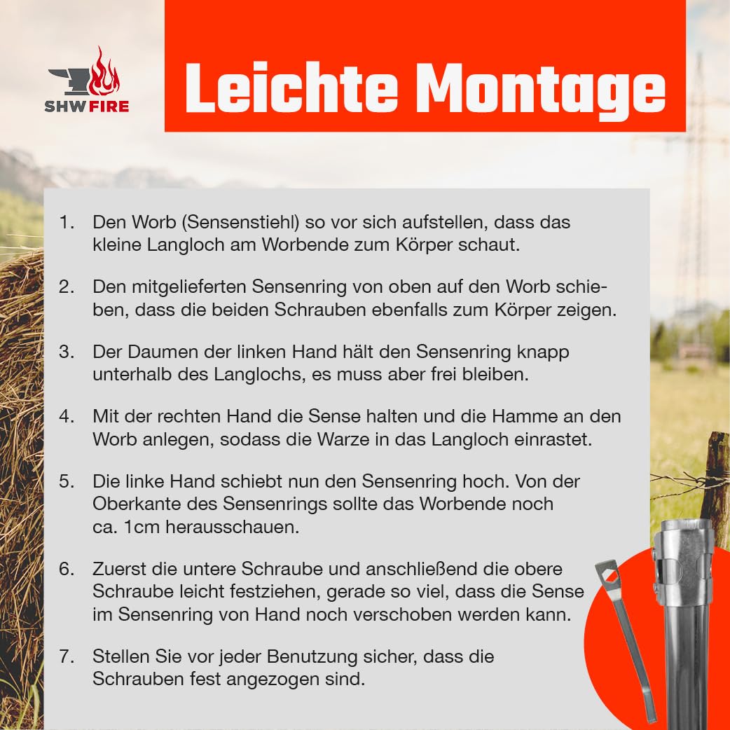 SHW-FIRE Sense hochwertig geschmiedet und bruchfester Schleifstein - Sensenwetzstein - Robust für eine Lange Lebensdauer