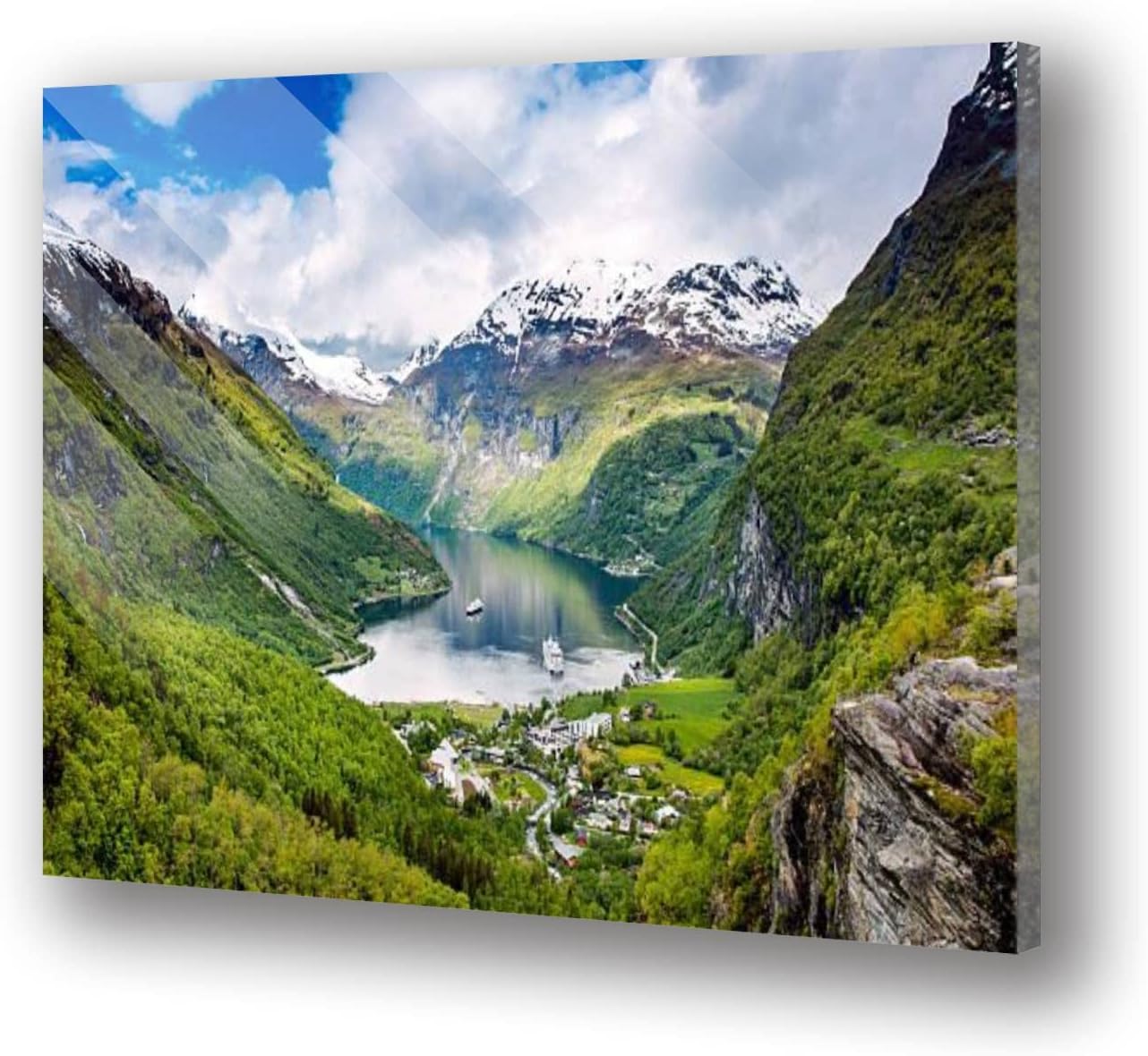 XEAJPJMGBQ Tempered Acrylic Glass Wall Art Geiranger fjord Norway Modern Acrylic Artworks Picture Print Accent Decor for Living Room Bedroom Office Free Floating