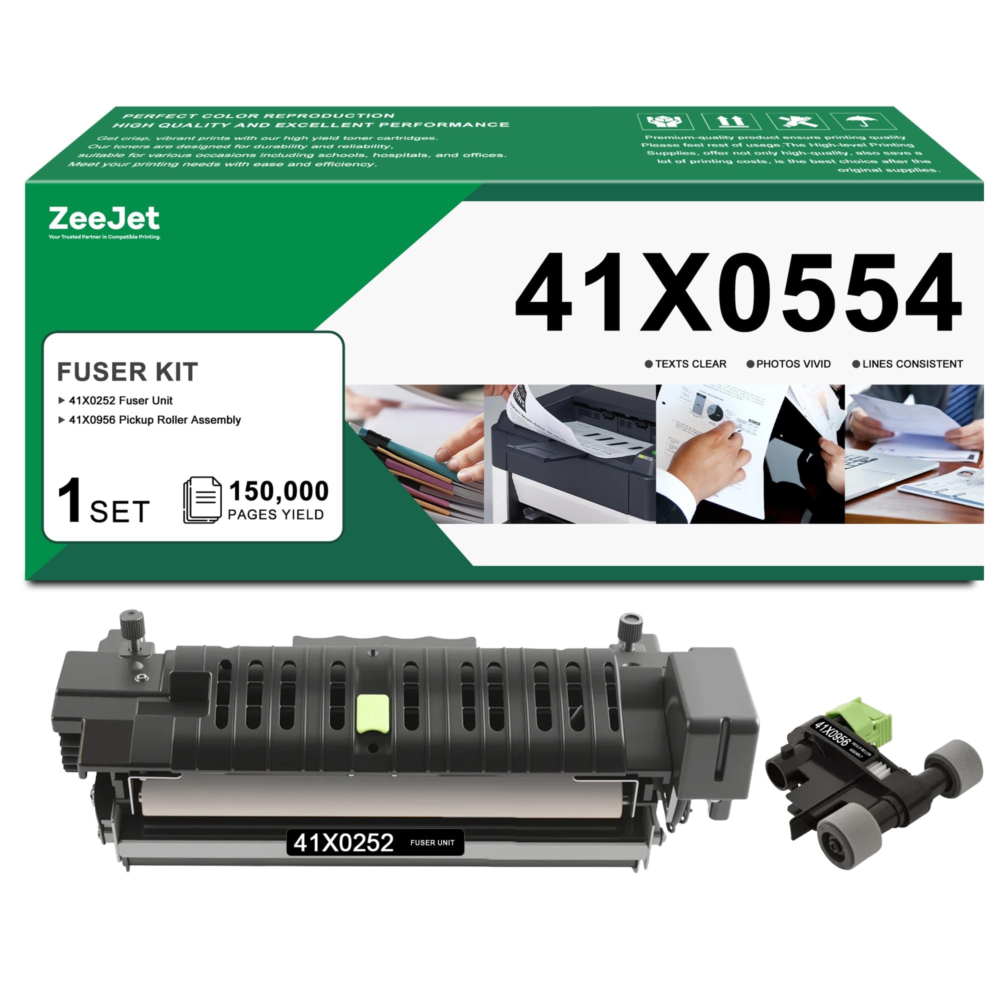41X0554 Fuser Maintenance Kit Compatible for Lexmark CS720 CS725 CX725 XC4140 XC4143 XC4150 XC4153 Printer Includes: 41X0252 Fuser Unit, 41X0956 Pickup Roller Assembly 110-120V, Type 00