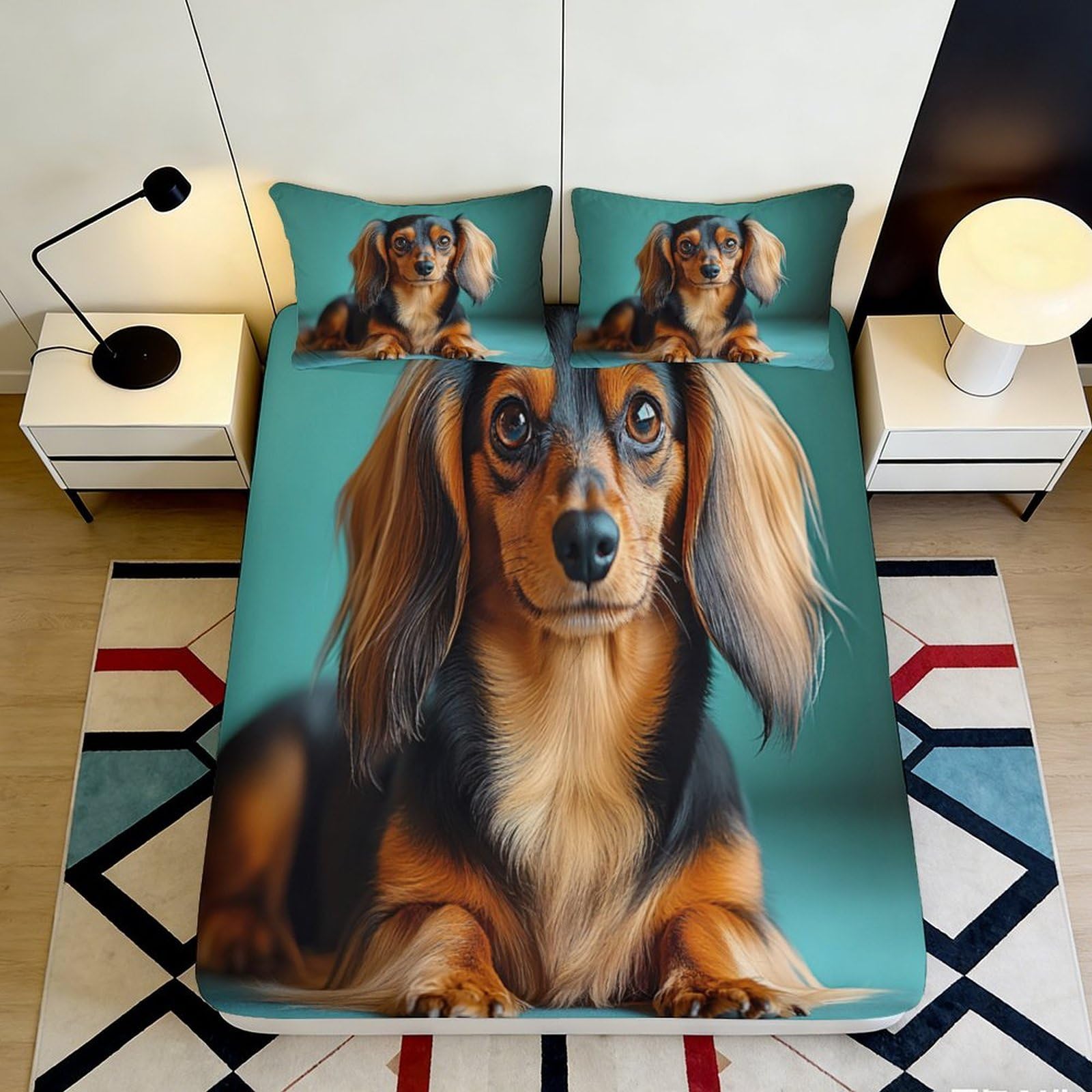 Jqzkxnhpbr Style-1 3D Printed Dachshund Dog Fitted Sheet Microfiber Soft Breathable Brown Pet Bed Cover For Bedroom Dorm Mattress Decor 90X200x25cm